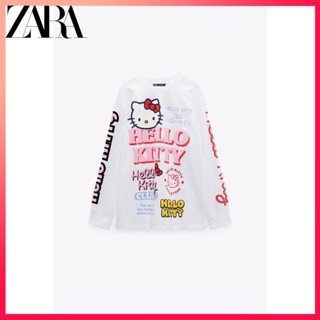 Zara ใหม่ เสื้อยืด แขนยาว พิมพ์ลายการ์ตูน สําหรับผู้หญิง