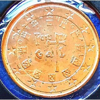 เหรียญ​ยูโร​ โปรตุเกส​ Portugal, 1 Euro​Cent, ไม่​ผ่าน​ใช้​ UNC, #​2350T