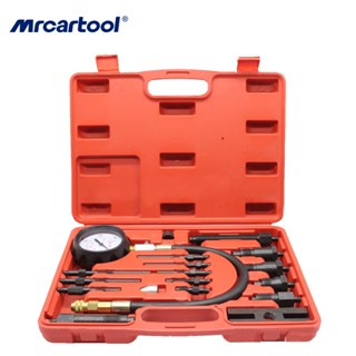 MRCARTOOL TU-15B 17 PCS Universal Car ดีเซลกระบอกสูบเครื่องยนต์การบีบอัดความดันทดสอบ Meter Gauge เครื่องมือ เครื่องวัดความดัน Tester การตรวจจับตาราง Tester