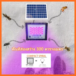 ไฟล่อแมลง ไฟโซล่าเซลล์ ไฟสปอตไลท์ แสงสีม่วง spotlight Flood light Plus 45W LED หลอดไฟล่อแมลง Black light