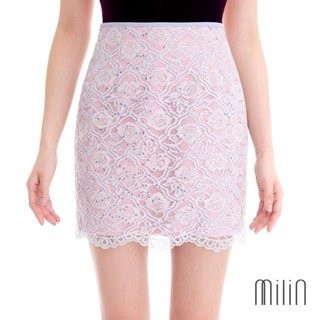 [MILIN] Grandin Skirt High waist sequin layered on lace mini skirt กระโปรงสั้นลูกไม้แต่งเลื่อมเอวสูงกุ๊นขอบ