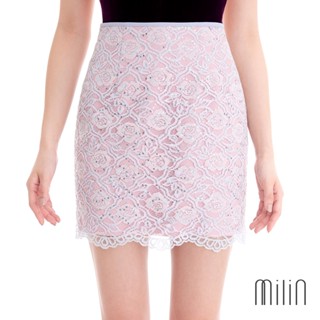 [MILIN] Grandin Skirt High waist sequin layered on lace mini skirt กระโปรงสั้นลูกไม้แต่งเลื่อมเอวสูงกุ๊นขอบ