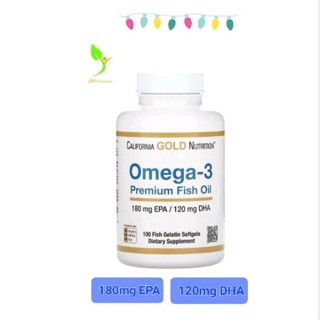 Omega-3 Premium Fish Oil น้ำมันปลา เกรดพรีเมี่ยม มี 180mg EPA/120mg DHA 100เม็ด Fish oil