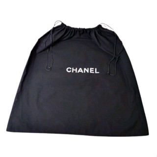 CHANEL ถุงผ้า สีดำ เนื้อฝ้ายหนา ปากเชือกรูด ขนาด 18.5 × 19" Size ใหญ่