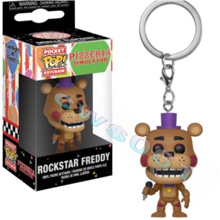 Funko POP Five Nights at Freddys Pocket พวงกุญแจ - Rockstar Freddy FNAF Pizzeria Simulator Vinyl Action Figure พวงกุญแจ