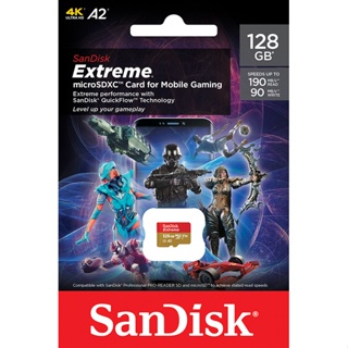 SanDisk Extreme microSDXC Mobile Gaming SKU, SQXAA 128GB, V30, U3, C10, A2, UHS-I, 190MB/s R, 90MB/s W, 4x6, ME6-000977 การ์ดความจำ