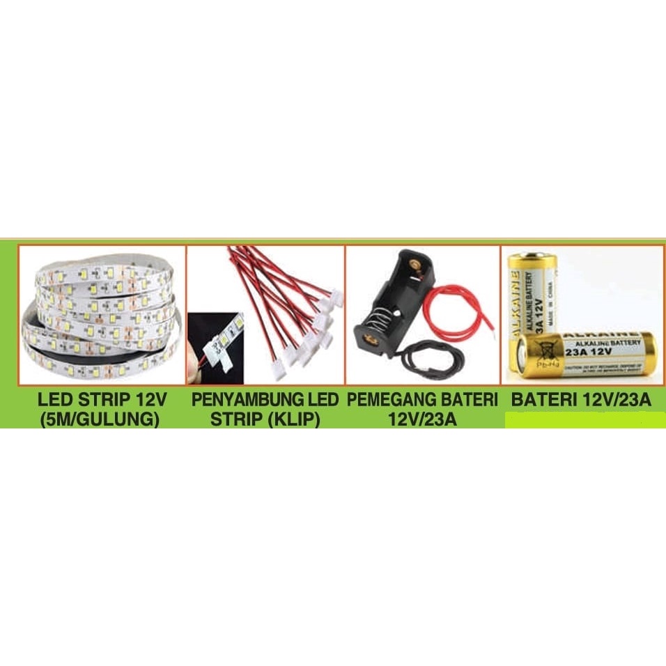 LED STRIP 12V (15 ซม.) LED STRIP CONNECTOR (CLIP) ตัวจัดการแบตเตอรี่ 12V/23A ALKALINE แบตเตอรี่ 12V/