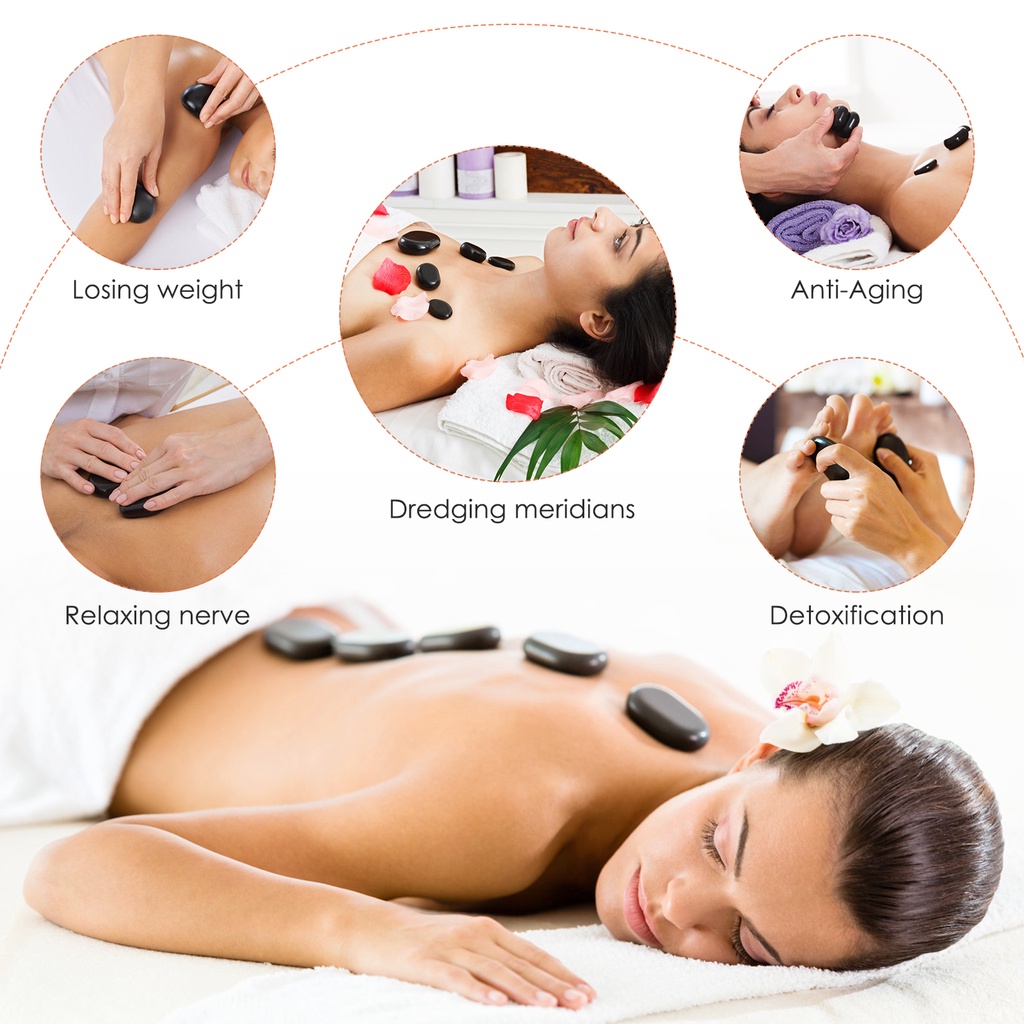 【จัดส่ง2วัน】ชุดนวดหินร้อน, หินร้อนบะซอลต์ 28 ก้อนพร้อมชุดทำความร้อน, สำหรับมืออาชีพหรือโฮมสปา, ผ่อนคลาย, บำบัด - รูปที่ 2