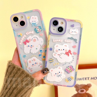 Casing For IPhone 14 13 12 Pro Max 11 ProMax Mini X Xs Xr 6 6s 7 8 Plus SE 2020 6+ 6s+ 7+ 8+ Xsmax 13Promax 12Promax 11Promax Cute Bear Rabbit Angel Eyes Full Clear Cartoon Shockproof Soft Phone Case Back Cover STD 28