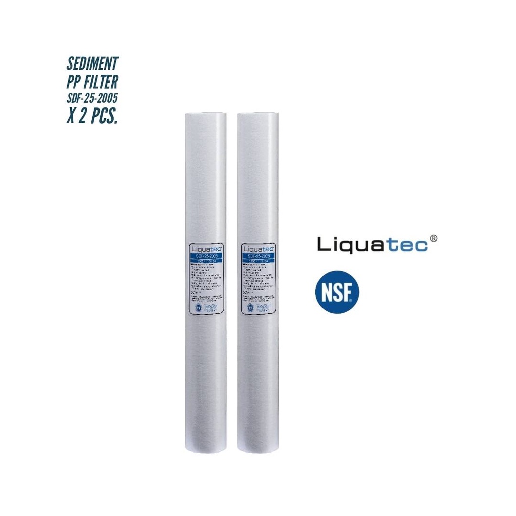 Liquatec ไส้กรองน้ำดื่ม PP ขนาด 20 นิ้ว ความละเอียด 5 ไมครอน (µm) จำนวน 2 ชิ้น