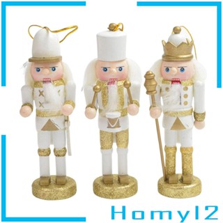 [HOMYL2] 3x Christmas Nutcracker Figures Set Sculptures Ornaments for Garden Holiday