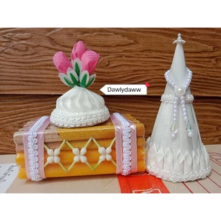 ธูปเทียนแพกระทงดอกไม้ +กรวย**พร้อมส่งทุกสี