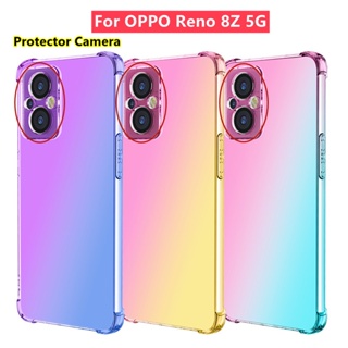 เคส OPPO Reno 8T 8Z 7Z 5G เคส OPPO Reno 6Z 5G เคส โทรศัพท์มือถือนิ่ม กันกระแทก ไล่โทนสี พร้อมฝาครอบกล้อง สําหรับ