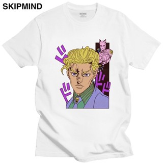 เสื้อยืดวินเทจ เสื้อยืดผจญภัยสุดประหลาดของผู้ชาย Jojos Bizarre Adventure เสื้อยืดแขนสั้น แขนสั้น ผ้าฝ้ายบริสุทธิ์ เสื้อ