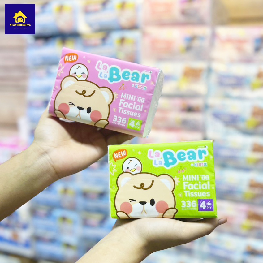 (1 ชิ้น)กระดาษทิชชู่เช็คหน้า KUMA La La Bear หนา 4 ชั้น 336 แผ่น – โปรปัง