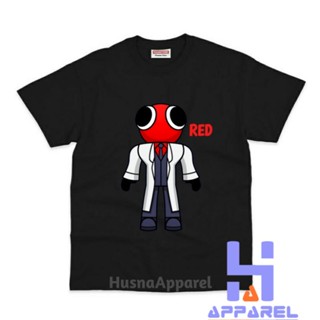 เสื้อยืด พิมพ์ลายตัวอักษร RAINBOW FRIENDS ROBLOX สีแดง สําหรับเด็ก