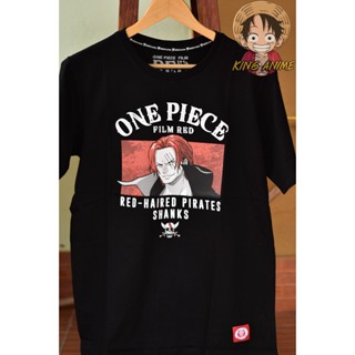 OP-1587 สีดำ สีกรม เสื้อยืดOne Piece FLIM RED (RED-HAIRED PIRATES SHANKS) ลิขสิทธิ์แท้🇯🇵 คุณภาพดีมาก