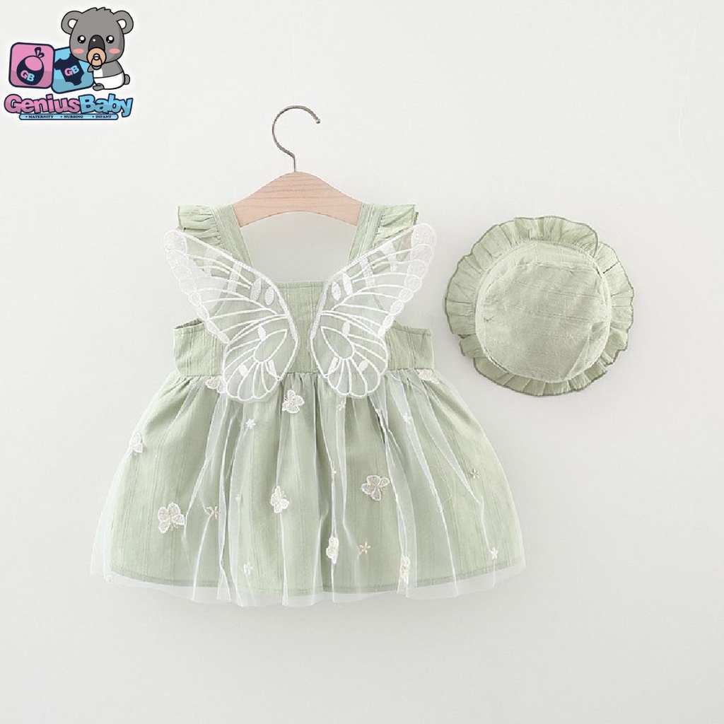 [ Genius Baby House ] 3m-3y เสื้อผ้าเด็กผู้หญิง Green Angel Dress & Hat C3790