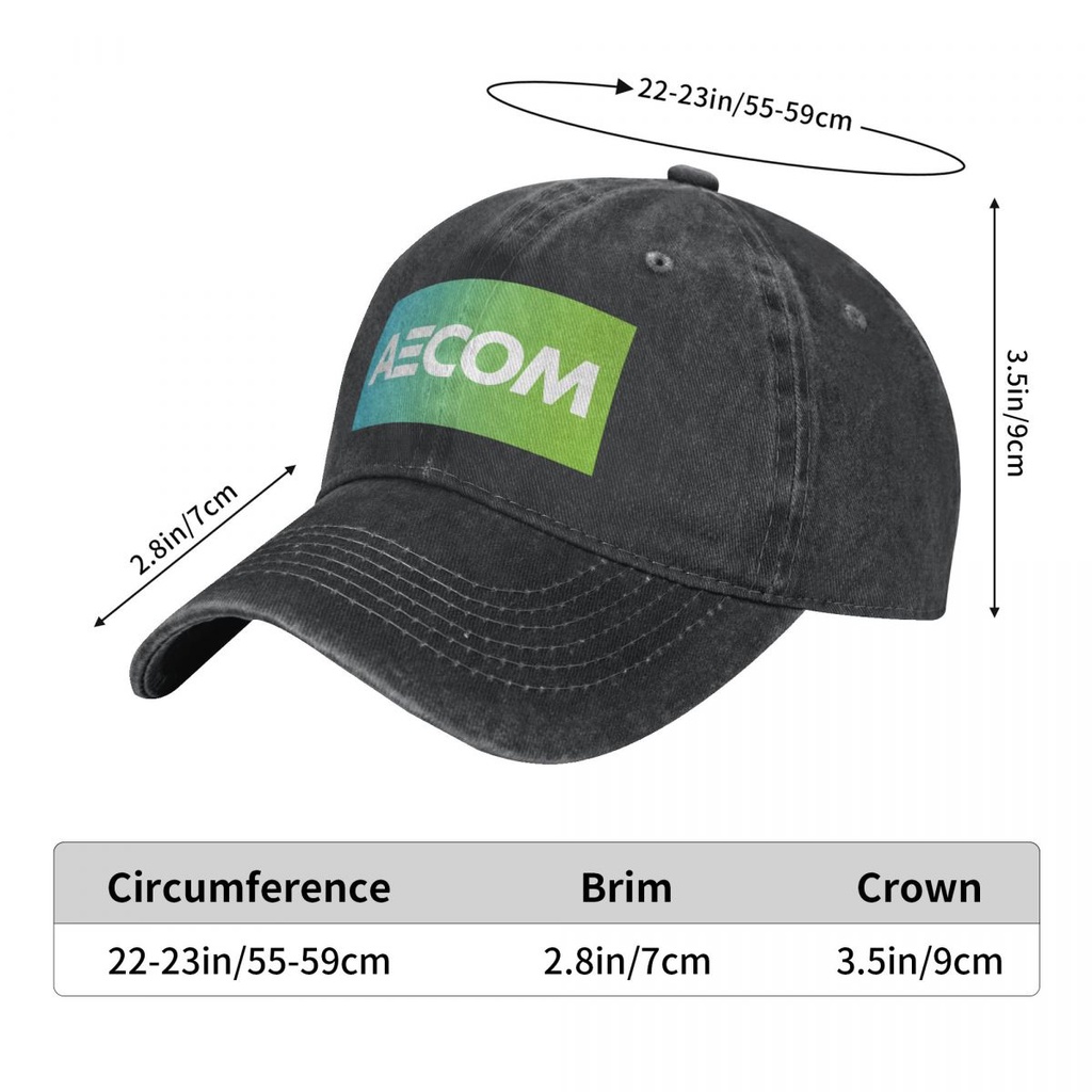 AECOM โลโก้ผู้ใหญ่ล้างหมวกคาวบอยหมวกเก่าผ้าฝ้าย 100% โค้ง Brim Sun หมวก Casual All-Match Unisex เบสบ