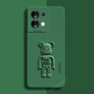 Cute Violent Bear Stand Case OPPO Reno 8 Pro 5G 8T 8Z 7Z 7 Lite 4G Official Original Silicone Soft Phone Cover