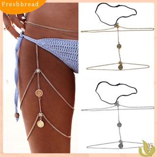 【Fresh】❀Lady Retro Sexy Harness Multilayer Thigh Leg Chain Coins Tassel Bikini Jewelry