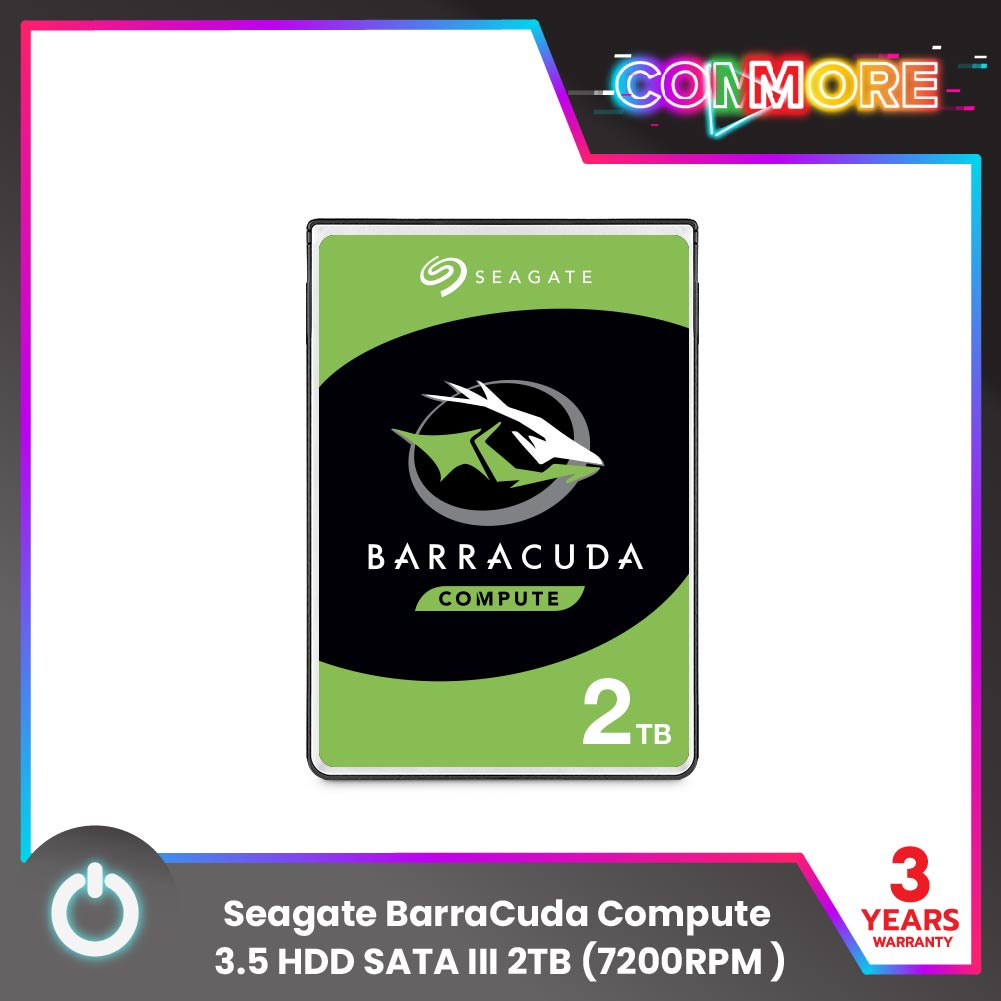 Seagate BarraCuda Compute 3.5 HDD SATA III (ฮาร์ดดิสก์สำหรับพีซี) ความจุ 2TB, 7200RPM, 256MB สินค้ารับประกัน 3 ปี