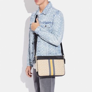 กระเป๋าท่านชายNEW COACH  Thompson Crossbody In Signature Jacquard With Varsity Stripe