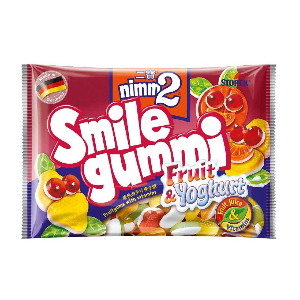 Nimm2 Smile Gummi Fruit &amp; Yogurt 90g. นิมม์ทู เยลลี่ผลไม้รวมและโยเกริต 90กรัม