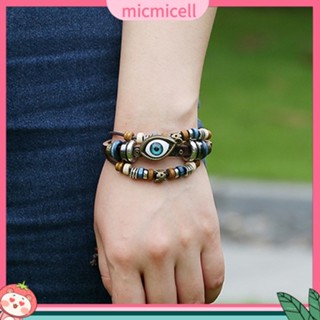 (micmicell) สร้อยข้อมือ สายหนังเทียม แฮนด์เมด ปรับขนาดได้ สไตล์ตุรกี สําหรับทุกเพศ