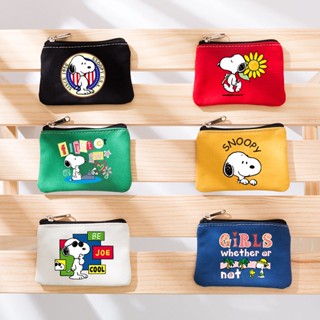 กระเป๋าใส่เหรียญ ผ้าแคนวาส ขนาดเล็ก ลายการ์ตูน Snoopy เหมาะกับของขวัญ สําหรับนักเรียน