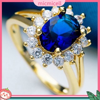 (micmicell) เครื่องประดับแหวนหมั้นแต่งงานหมั้นรูปไข่เงา rhinestone