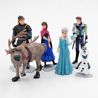 โมเดลฟิกเกอร์ Disney Frozen 2 Elsa Anna Olaf Princess Elza Girls ของเล่นสําหรับเด็ก ของขวัญวันเกิด 6 ชิ้น