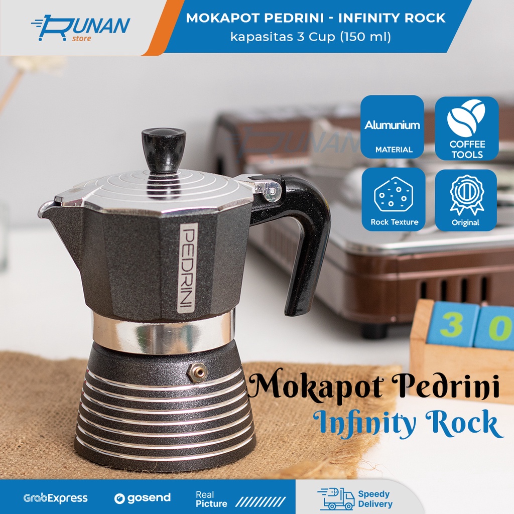 Mokapot Pedrini Infinity 3 Cup - Moka Pot 150ml Espresso Maker อิตาลี