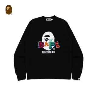 Bape เสื้อกันหนาว คอกลม พิมพ์ลายตัวอักษรอเมริกัน แฟชั่นฤดูใบไม้ร่วง และฤดูหนาว สําหรับผู้ชาย