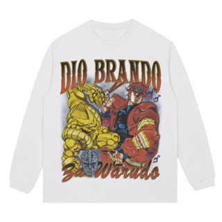 เสื้อยืดคอกลม แขนยาว ผ้าฝ้าย พิมพ์ลายอนิเมะ Jojos Bizarre Adventure dio สไตล์อเมริกัน เรโทร อินเทรนด์