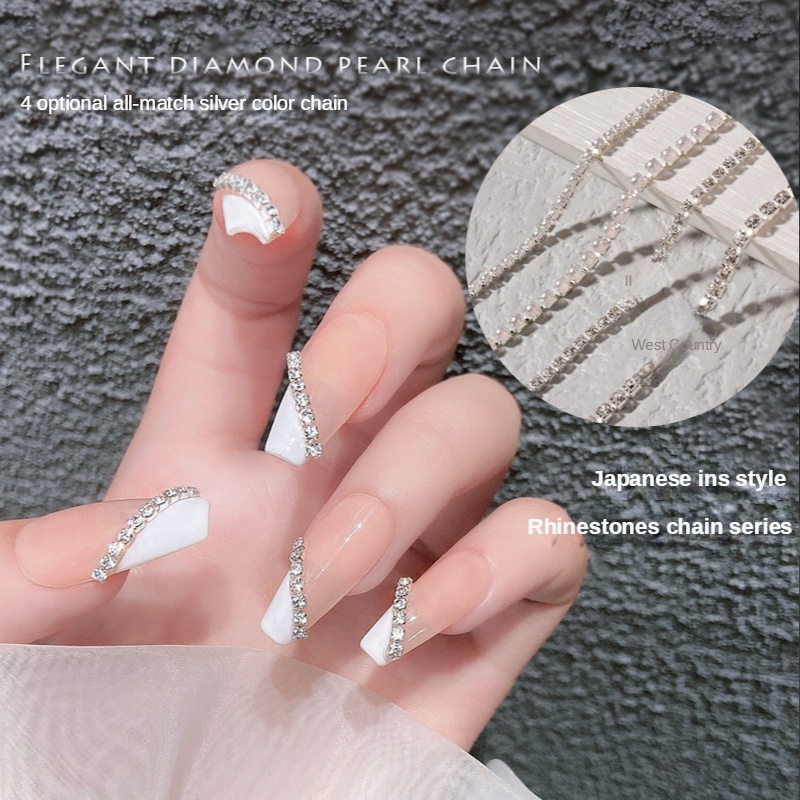 Ins ญี่ปุ่น ก้ามปู เจาะโซ่ / สามารถตัด DIY ทําด้วยมือ ตกแต่งเล็บ โซ่