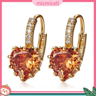 (micmicell) ของขวัญต่างหูสตรีหมั้น smoky 9 k gold plated rhinestone