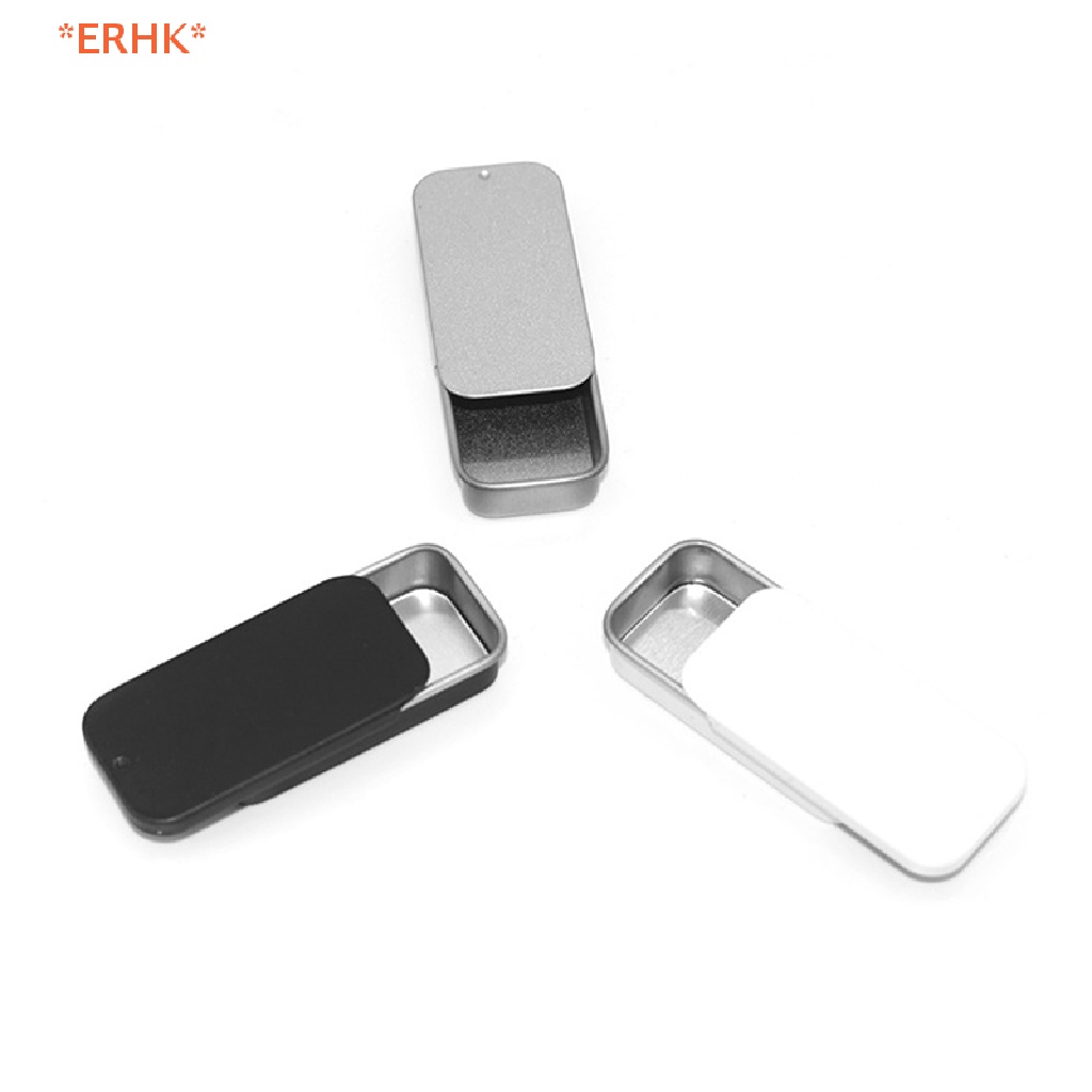 ERHK>โลหะสี่เหลี่ยมผืนผ้ากล่องดีบุกเปล่าTinplate Push Candy Pill Casesกล่องเก็บใหม่
