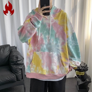 HOTMAN ใหม่แฟชั่น Tie-Dye Plus กำมะหยี่เสื้อกันหนาวบุรุษหลวมและอเนกประสงค์คู่สวม Hooded เสื้อคลุม