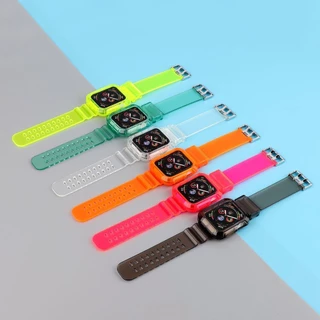 iWatch 1110 9 8 7 6 SE 5 4 3 2 1 ultra 49mm สายและเคส ขนาด38mm40mm42mm44mm41mm45mm46mm สายนาฬิกาข้อมือ ซิลิโคนนิ่ม แบบใส