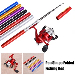 🐠คันเบ็ดปากกา รีลปั่น สำหรับงานตกปลาเล็ก Pocket Telescopic Mini Fishing Pole ปากการูปร่างพับคันเบ็ดด้วย Reel Wheel