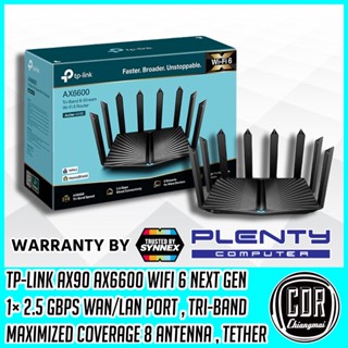 เราเตอร์ TP-LINK Archer AX90 AX6600 Tri-Band Gigabit Wi-Fi 6 Router 8 เสาสัญญาณ คุณภาพสูง เทคโนโลยี MU-MIMO รับประกัน LT