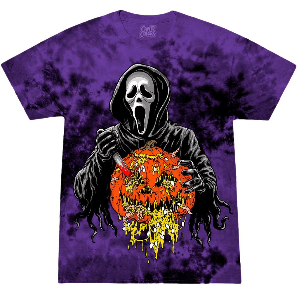 เสื้อยืด Halloween GHOST FACE: CREEPY CARVER (PURPLE TIE DYE) เสื้อคู่ ฮาโลวีน ชุดฮาโลวีน ชุดฮาโลวีน