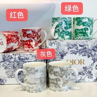 Dior Morge bone china mug to mug Ru Yi hand-painted European cup coffee cup with decorative edge