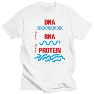 เสื้อครอปสายฝอ เสื้อผ้าบุรุษอาคารอณูชีววิทยาดีเอ็นเอ Rna โปรตีนเซลล์ชีววิทยาเสื้อยืดผู้ชายเสื้อผ้าผู้ชาย Tshirt O คอตกลู