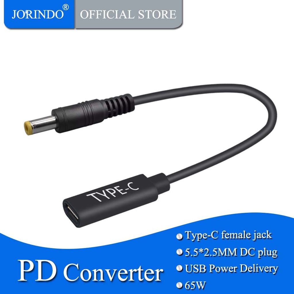 0.15M/0.49FT DC 5.5*2.5 ปลั๊กโน้ตบุ๊ค PD แบบพกพา Fast Charging Adapter Line,type-C แจ็คหญิง 5525 Pow