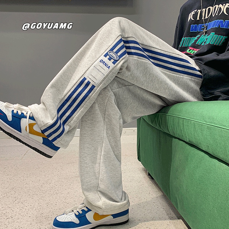 American High Street กางเกงผู้ชาย M-3XL ฤดูใบไม้ผลิฤดูใบไม้ร่วง Street สวมใส่สบายๆกีฬา Sweatpants หลวม All-Match ตรงกางเกง