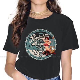 เสื้อยืดถูกๆ Rockabilly 50s Patch Pin Up Girl สาวหวานผู้หญิงเสื้อยืด 5XL Blusas Harajuku ลําลองแขนสั้นวินเทจขนาดใหญ่เกิน