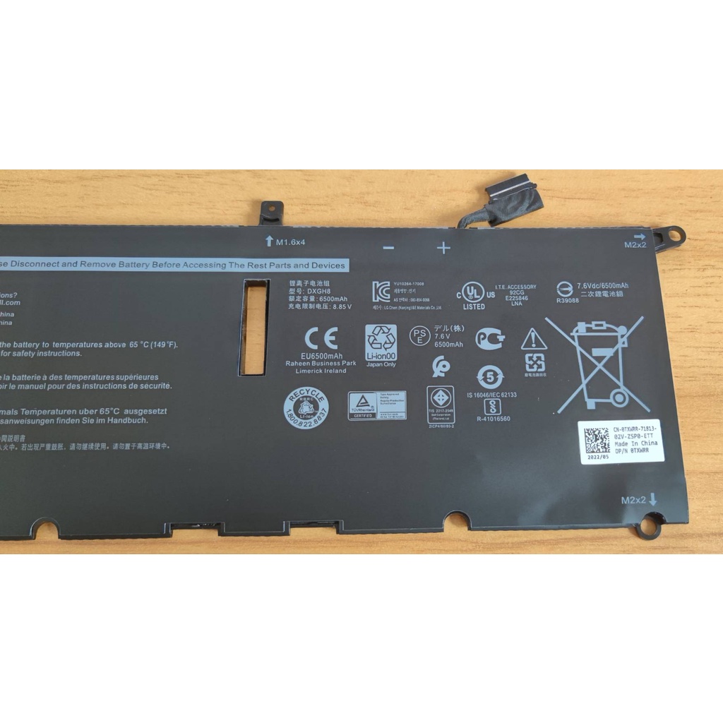 BATTERY ORIGINAL DELL แบตเตอรี่ ของแท้ Dell XPS 13 9370 9380 Ultrabook Series  DXGH8