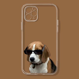 Cute sunglasses dog เคสไอโฟน iPhone Xr Xs X 12 14 pro โปร่ง เคส 13 11 pro max iPhone 8 7plus case 8พลัส นิ่ม 7 8 se2020